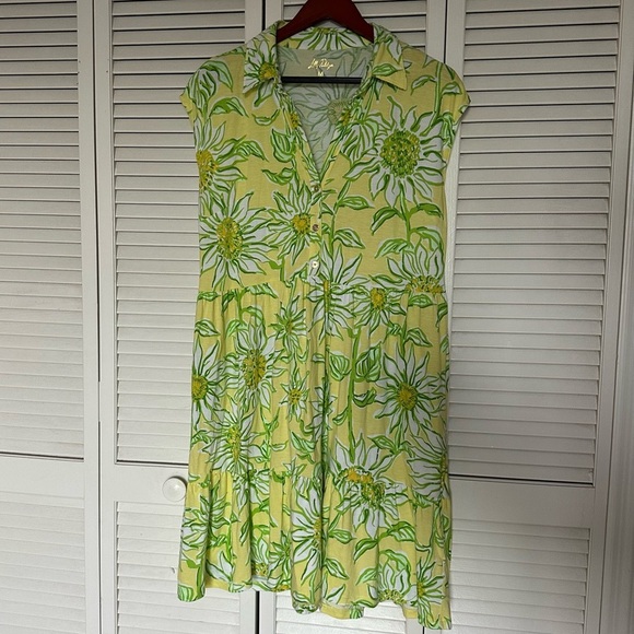 Lilly Pulitzer Arley Dress Limoncello Sunbelievable- Size M 100% Cotton - Picture 2 of 7